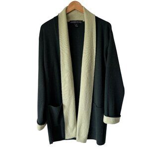 Adrienne Vittadini Merino Wool Angora Blend Open Cardigan Greens Longline Silky